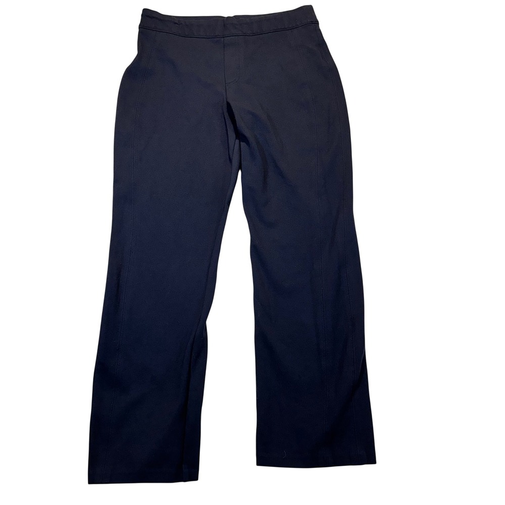 Spanx Perfect Pant Womens Large Navy Blue Straight Leg Ponte Career Workwear
